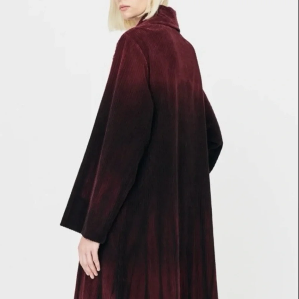 Raquel Allegra Rancho Ombre Wide-Wale Corduroy Swing Coat S Burgundy NWT - Picture 10 of 10
